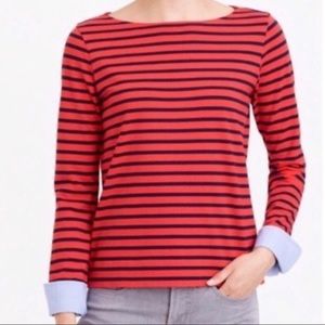 J.Crew Cuffed Boatneck Striped Top